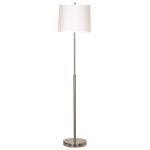 Englewood Floor Lamp, Brushed Nickel/Pure White Linen Shade, 60"H x 14"W